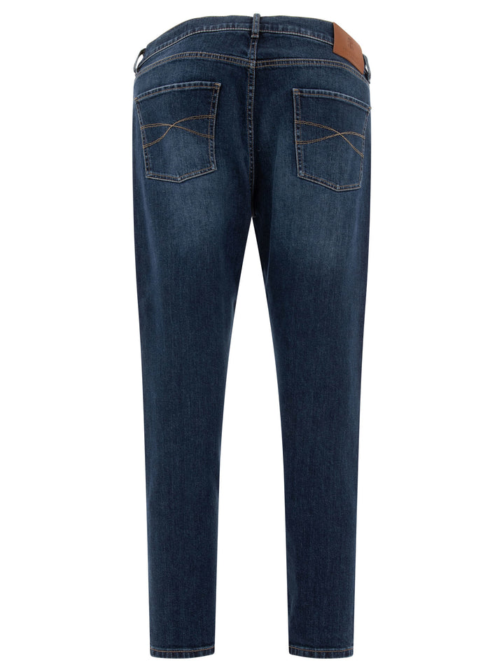 With Distressed Effect Jeans Blue