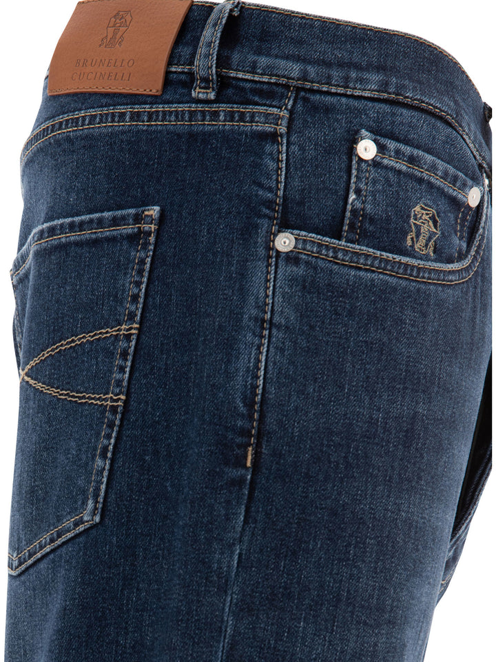 With Distressed Effect Jeans Blue