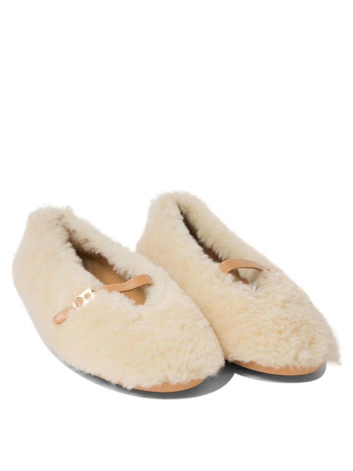 Noella Fur Ballerinas Beige