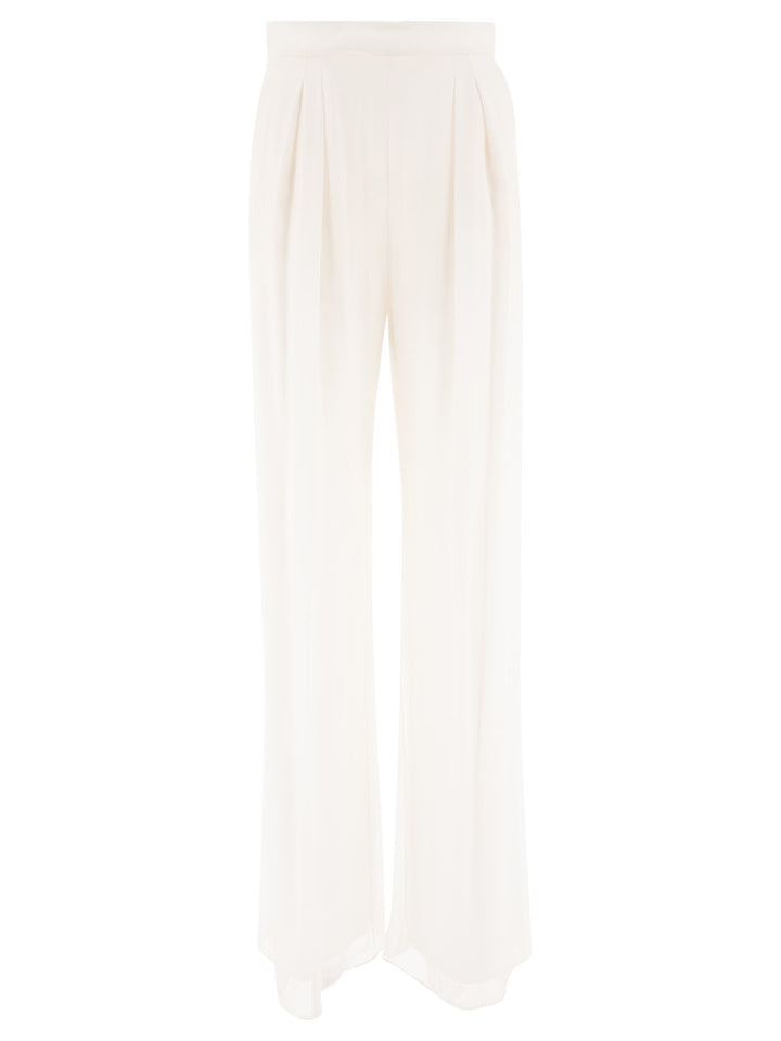 Silk Chiffon Trousers White