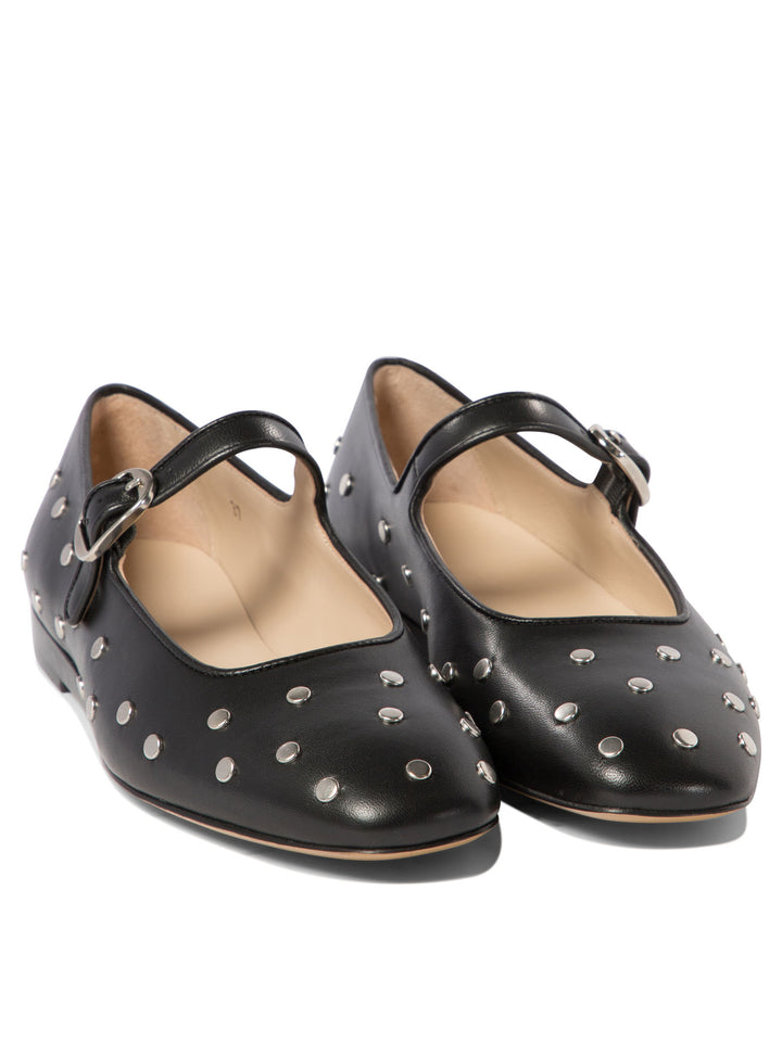 Mary Jane Studded Ballet Flats Ballerinas Black