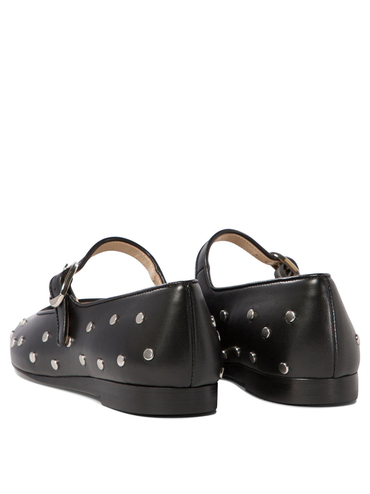 Mary Jane Studded Ballet Flats Ballerinas Black