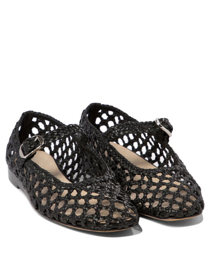 Woven Mary Jane Ballet Flats Ballerinas Black