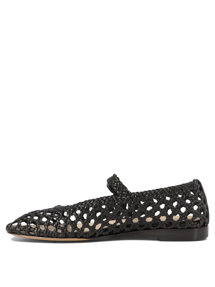 Woven Mary Jane Ballet Flats Ballerinas Black