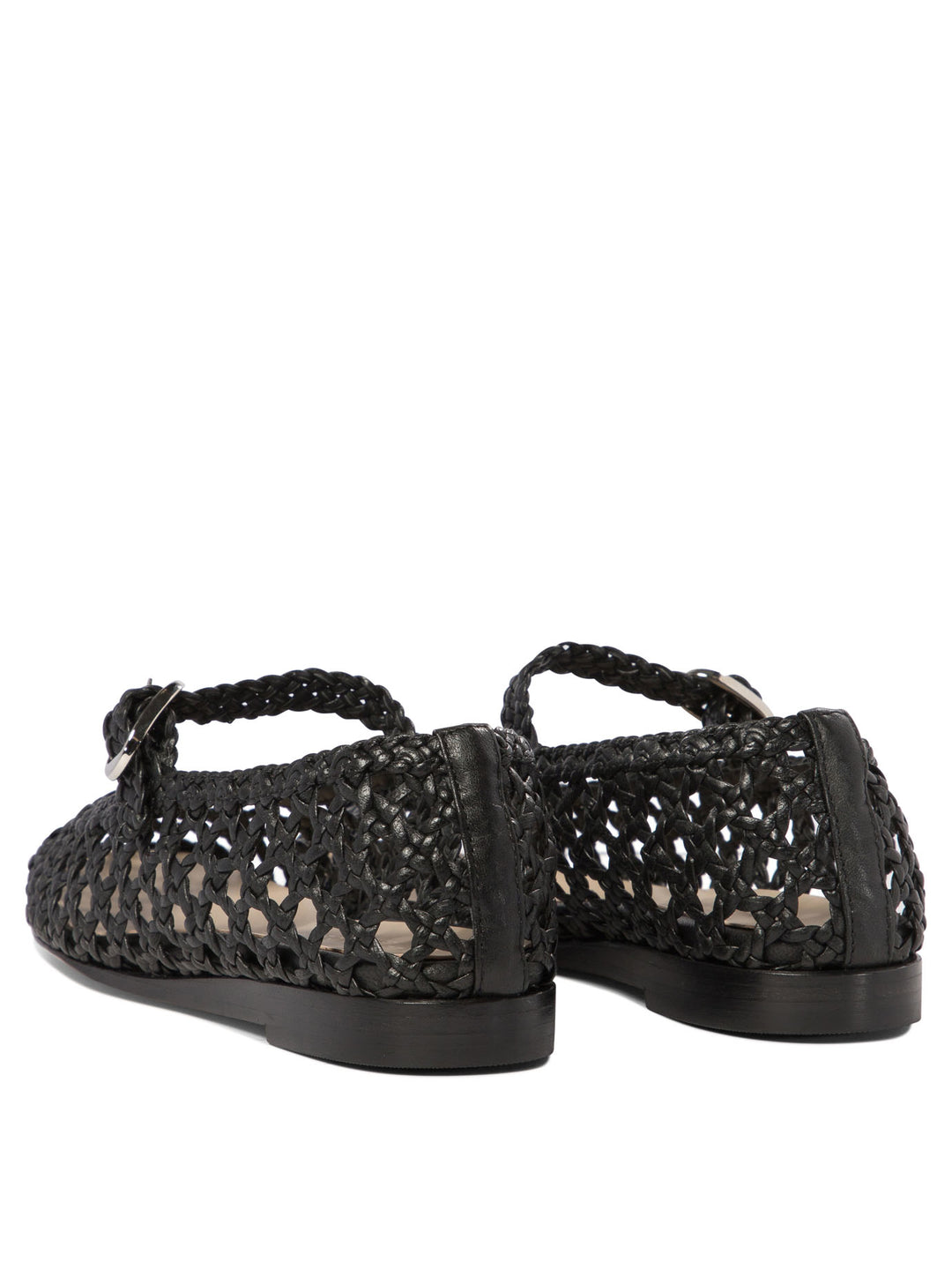 Woven Mary Jane Ballet Flats Ballerinas Black