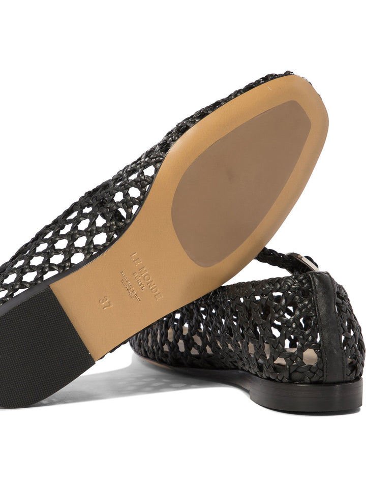 Woven Mary Jane Ballet Flats Ballerinas Black