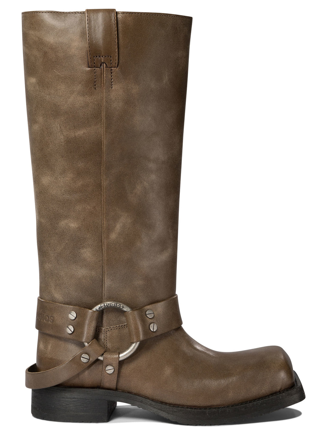 Leather Boots With Buckle Stivali & Stivaletti Beige