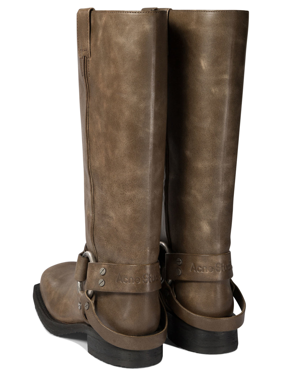 Leather Boots With Buckle Stivali & Stivaletti Beige