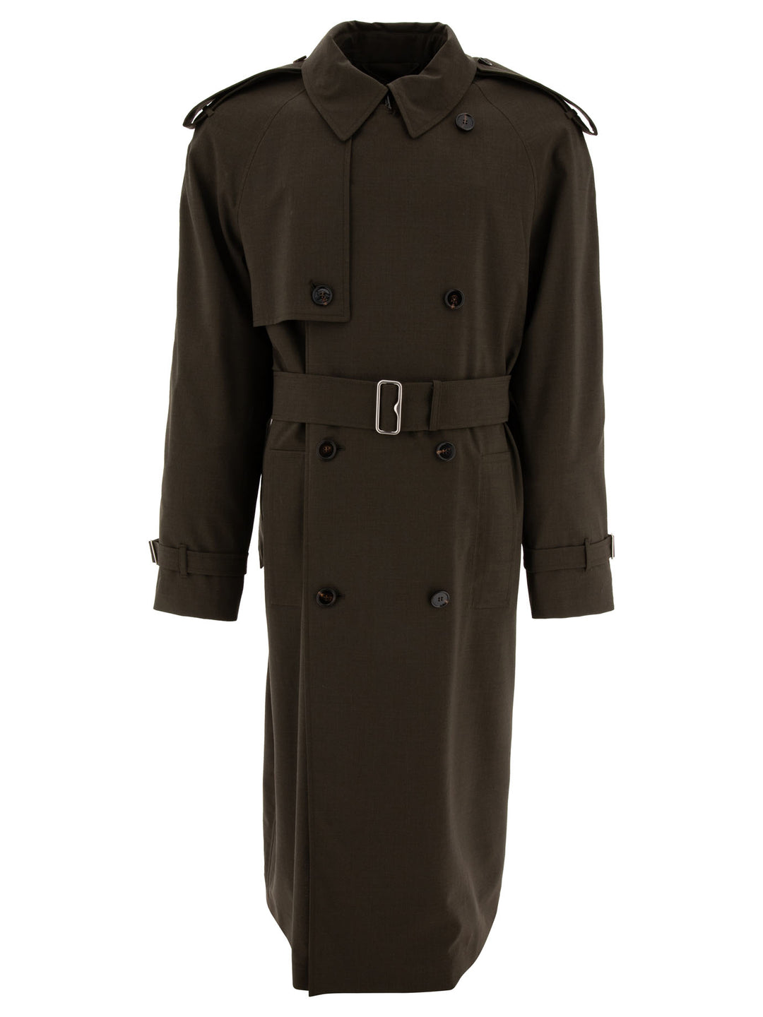 Long Trenchcoat In Stretch Wool Coats Green