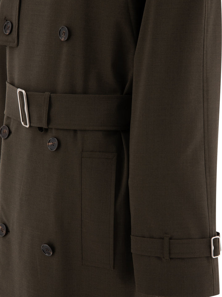 Long Trenchcoat In Stretch Wool Coats Green