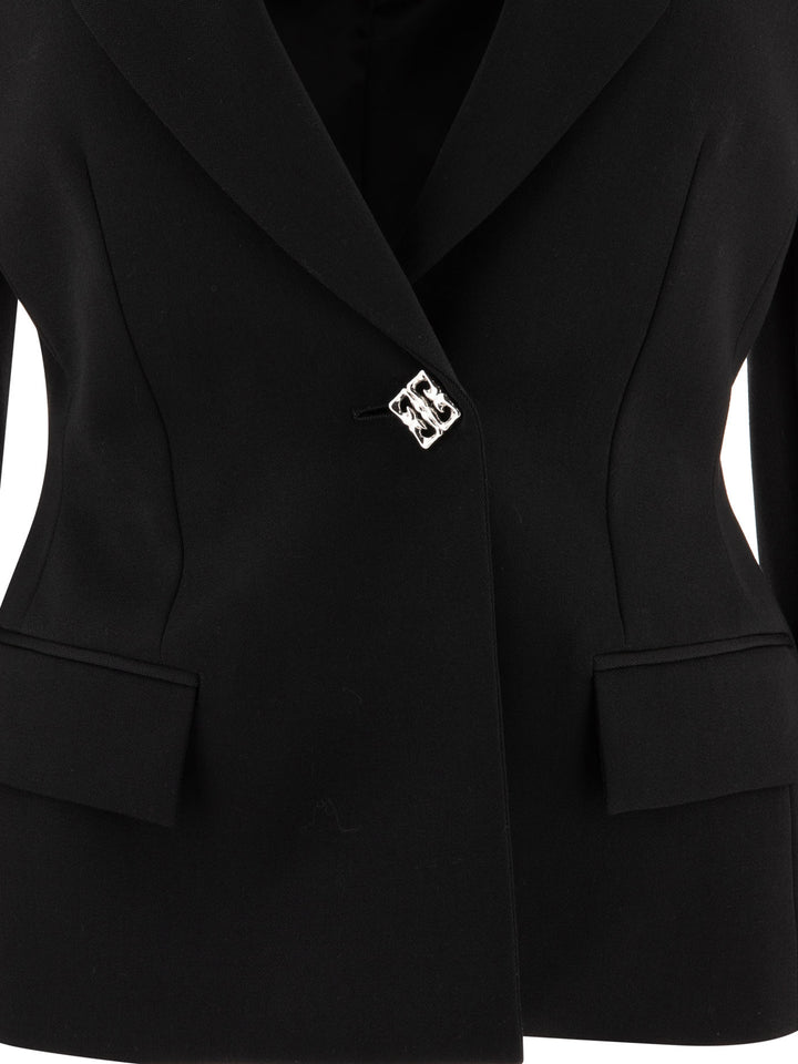 Wool Blazer With 4g Detail Jackets Black