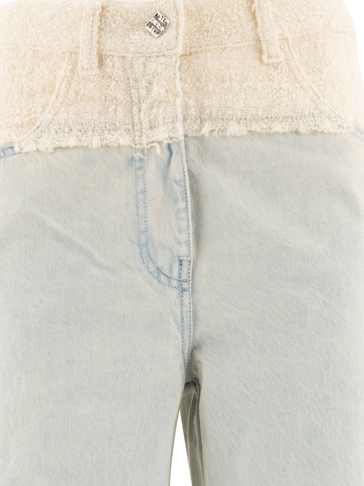 Oversized Denim And Tweed Mixed  With 4g Detail Jeans Light Blue