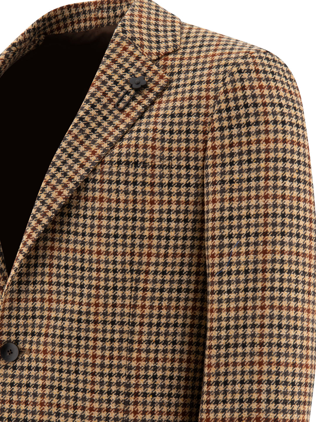 Single-Breasted Houndstooth Blazer Jackets Beige