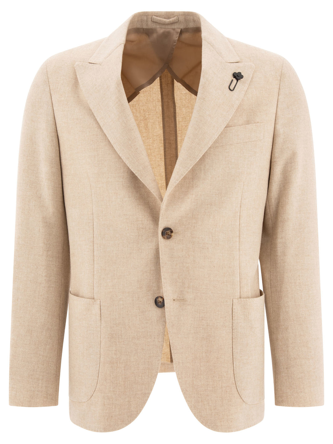 Single-Breasted Wool Blend Blazer Jackets Beige