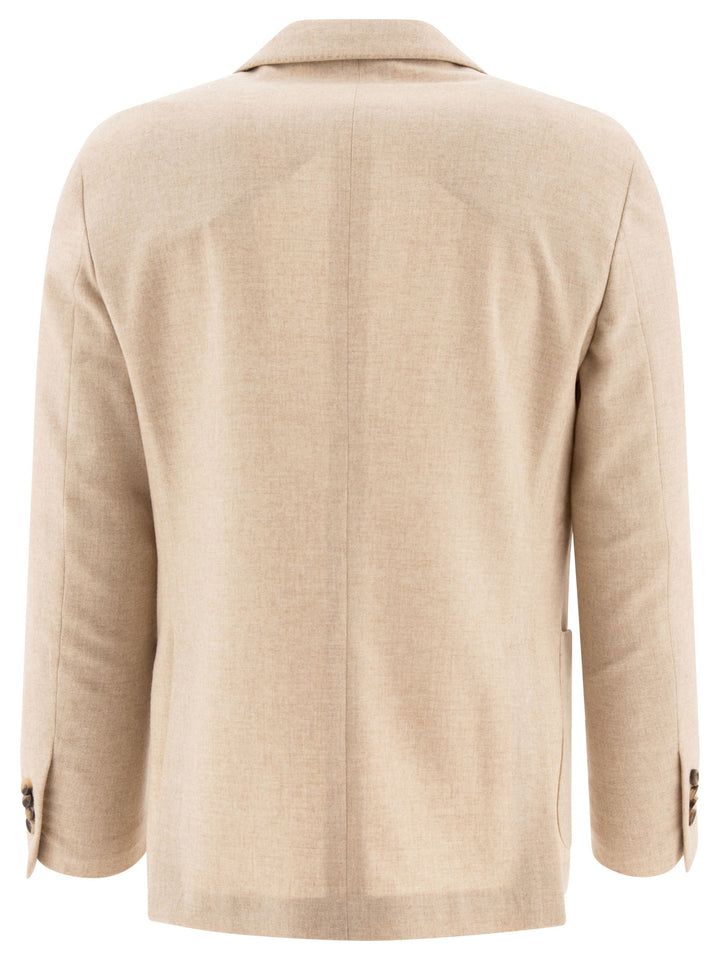 Single-Breasted Wool Blend Blazer Jackets Beige