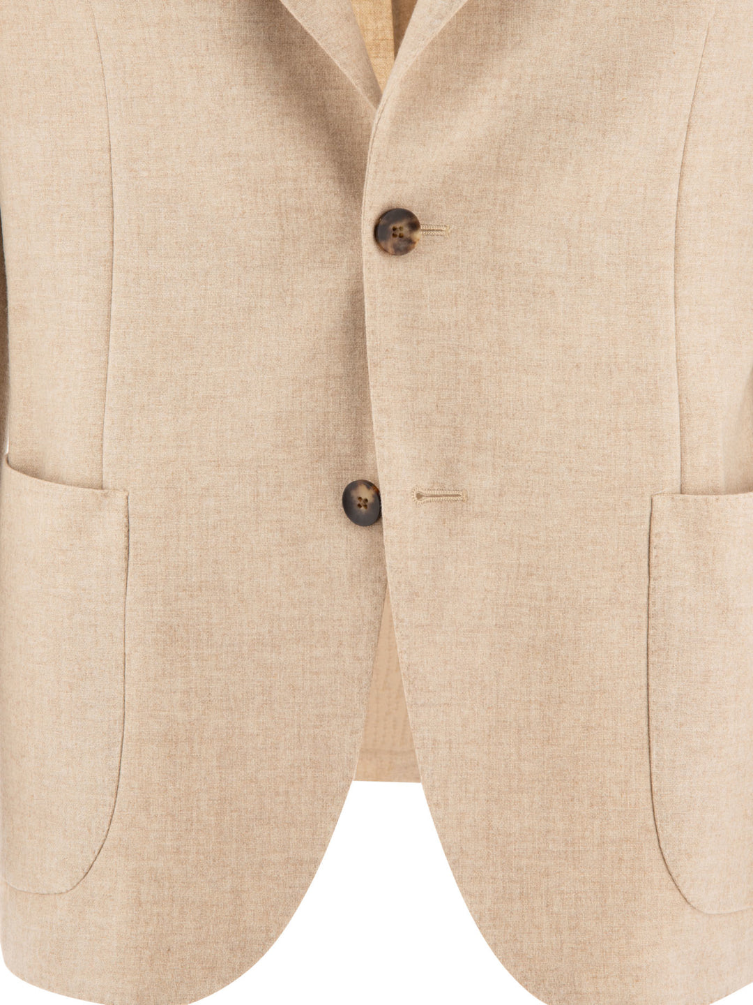 Single-Breasted Wool Blend Blazer Jackets Beige