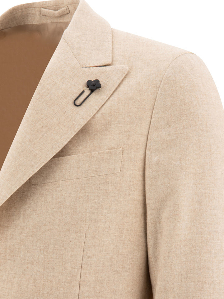 Single-Breasted Wool Blend Blazer Jackets Beige