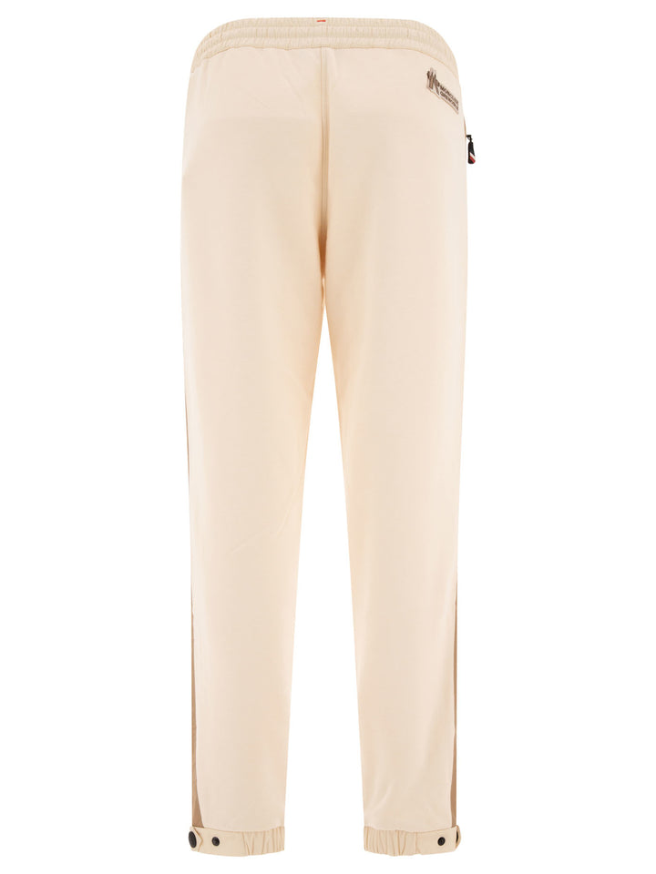 Padded Joggers With Mountain Logo Trousers Beige