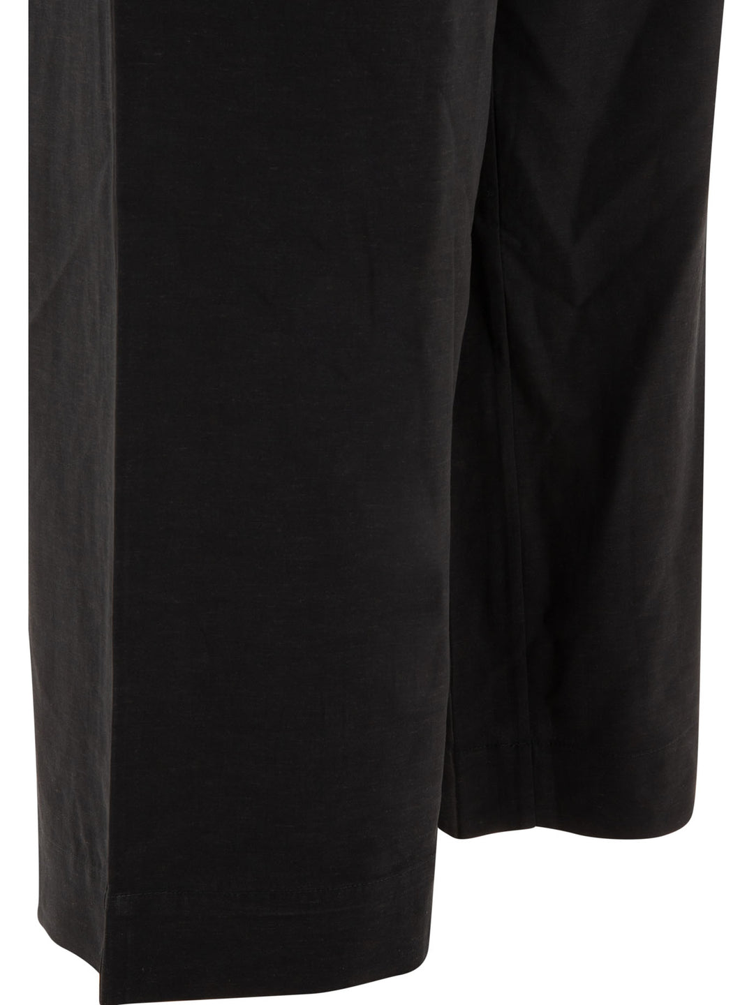 Wide Leg  In Fluid Viscose And Linen Trousers Black