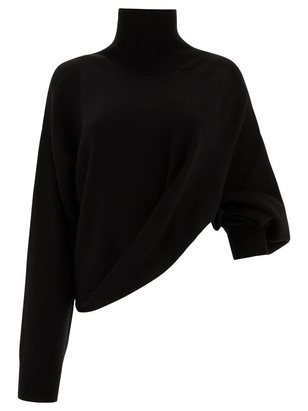 Asymmetric Turtleneck Sweater Knitwear Black