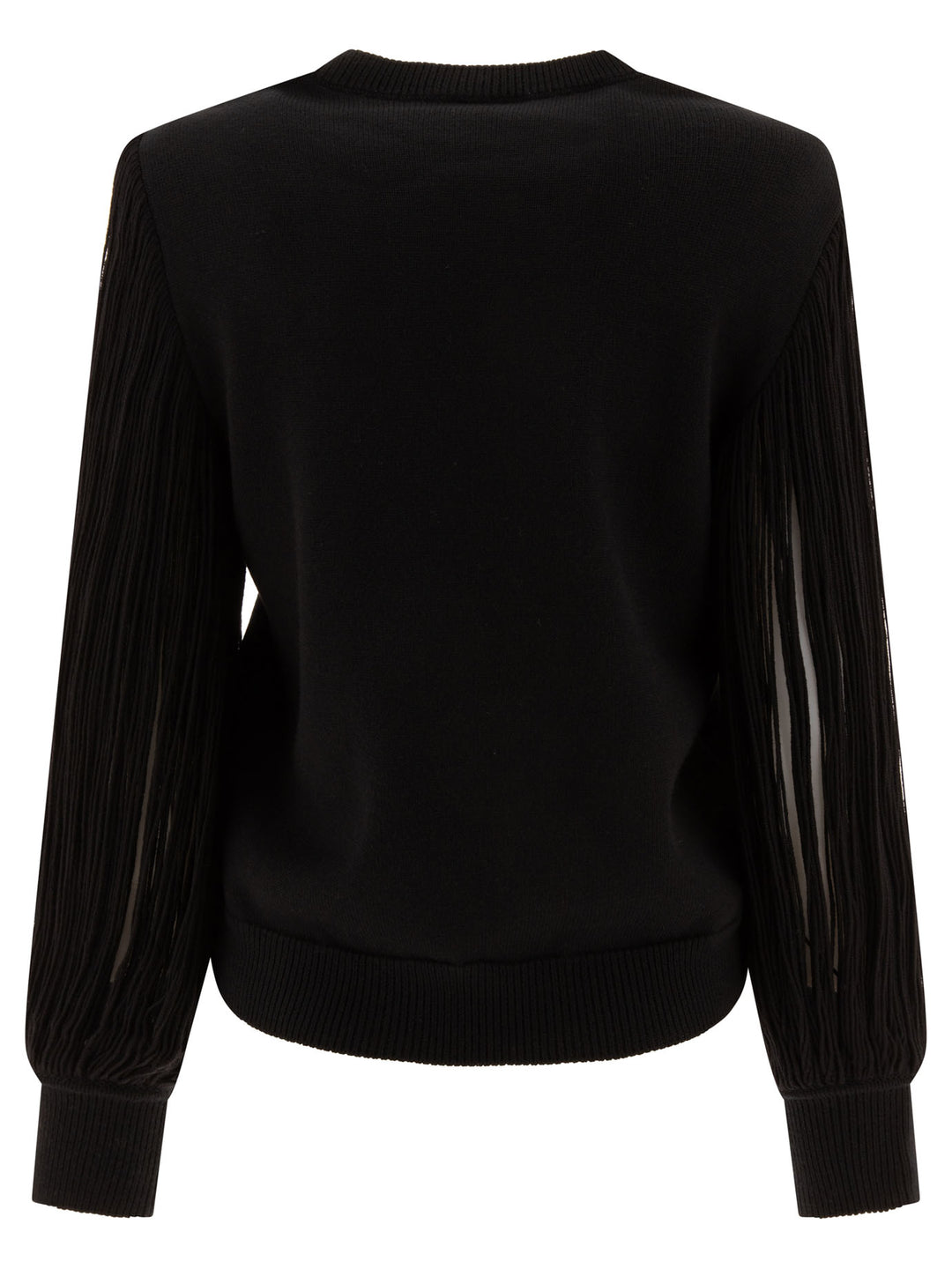 Fringed-Sleeve Knit Sweater Knitwear Black