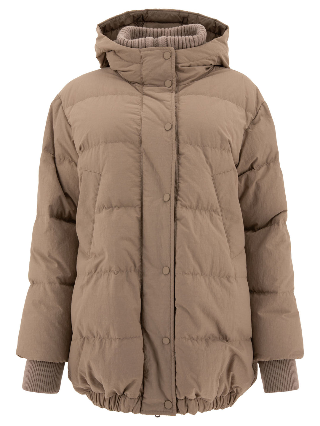 Down Jacket In Technical Cotton Jackets Beige