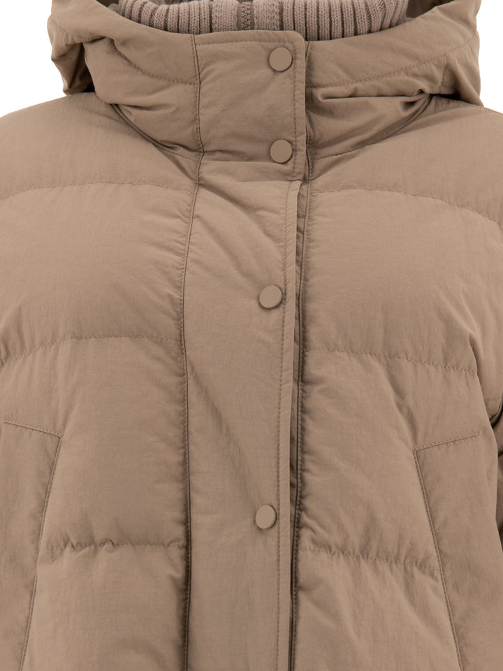 Down Jacket In Technical Cotton Jackets Beige