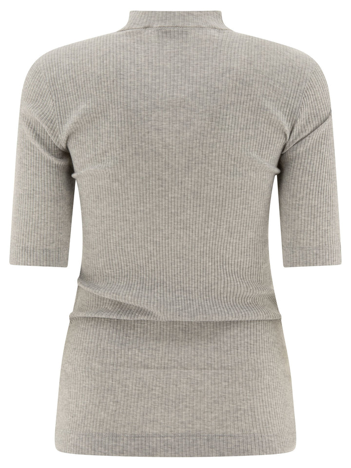 Ribbed T-Shirt With Monili T-Shirts Grey