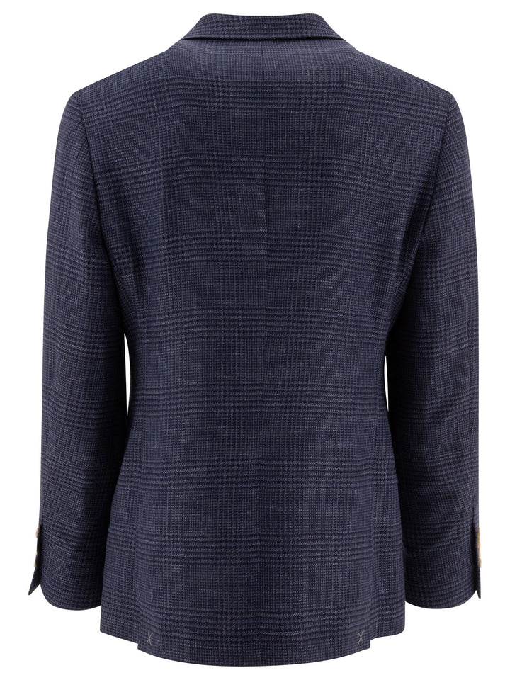 Prince Of Wales Deconstructed Blazer Jackets Blue