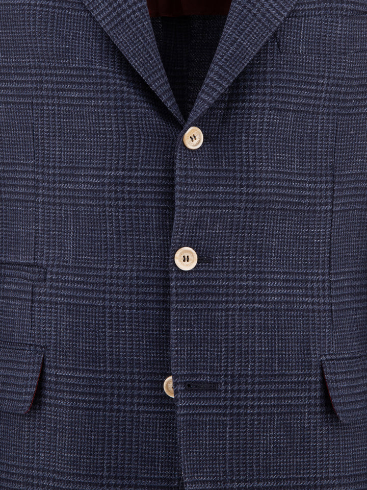 Prince Of Wales Deconstructed Blazer Jackets Blue