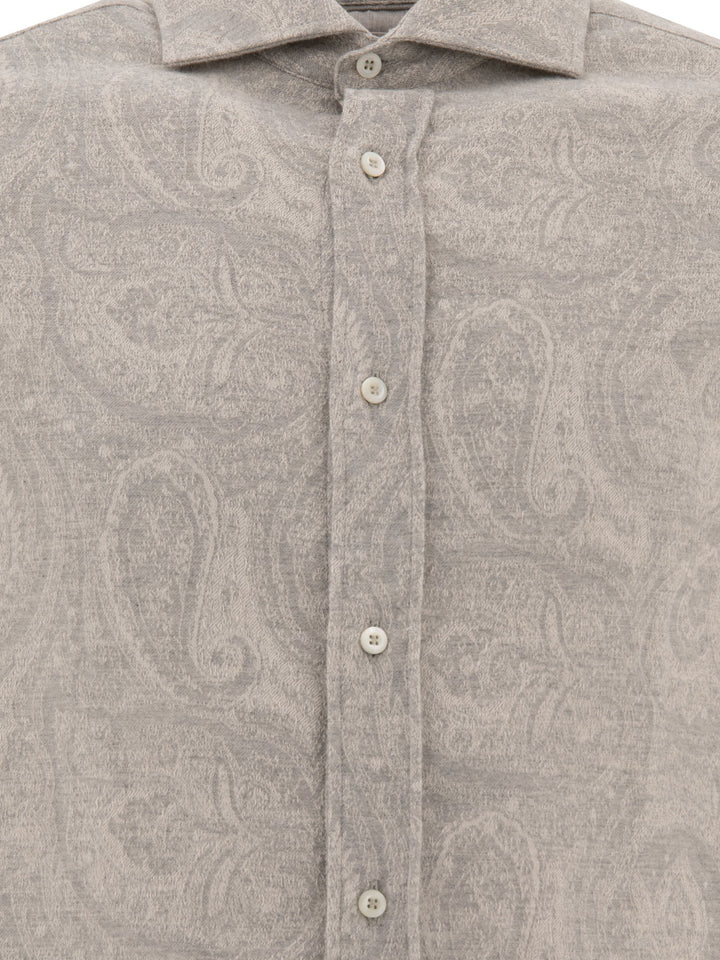 Paisley Jacquard Flannel  Shirt Shirts Grey