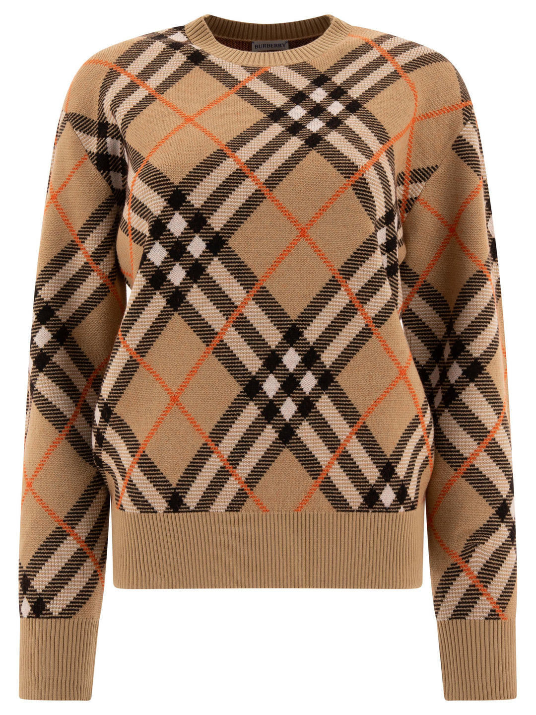 Check Wool Blend Sweater Knitwear Beige