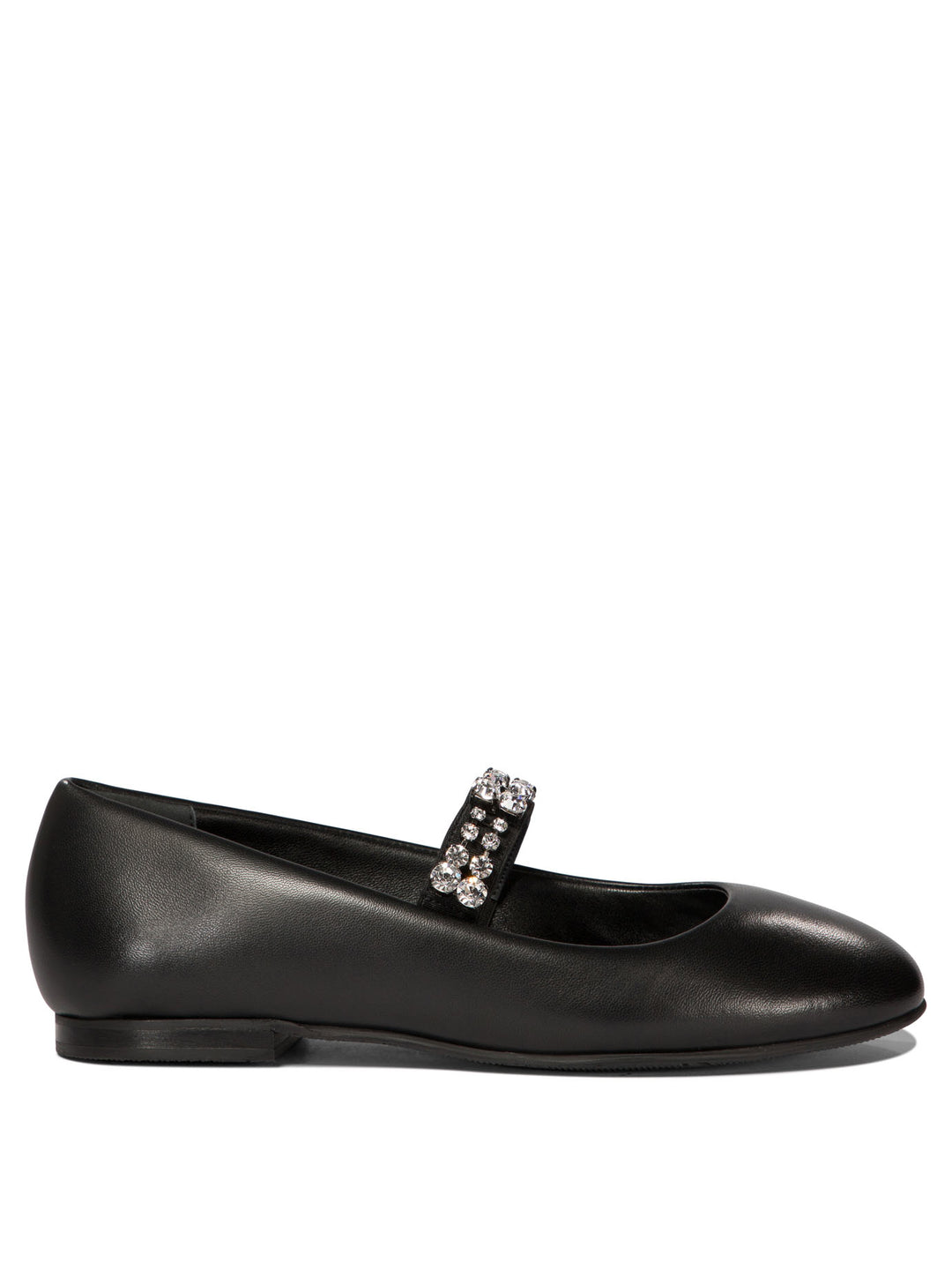 Ballet Flats With Crystals Loafers & Slippers Black