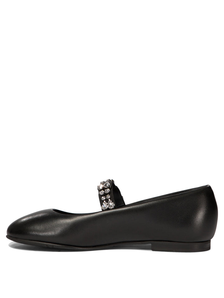 Ballet Flats With Crystals Loafers & Slippers Black