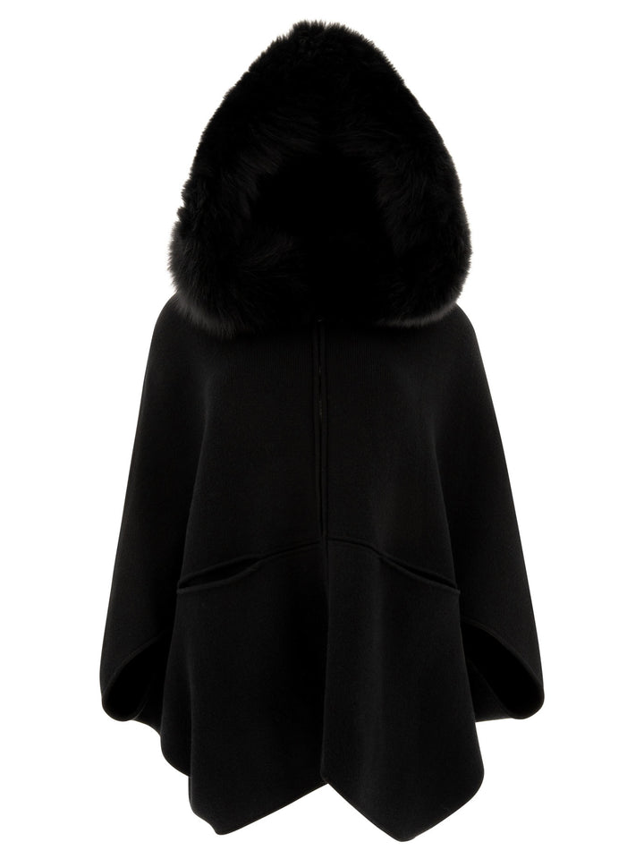 Wool And Cashmere Poncho Coats Black