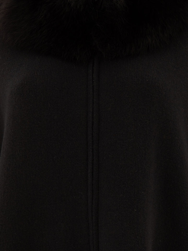 Wool And Cashmere Poncho Coats Black