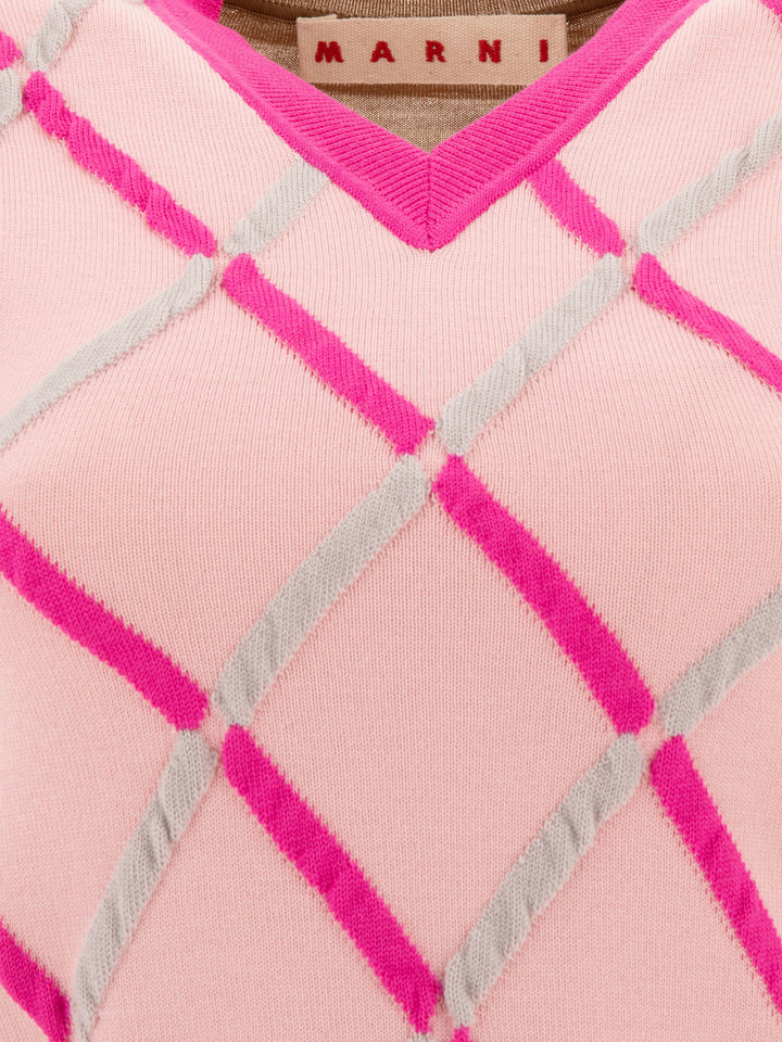 Waistcoat With Diamond Pattern Knitwear Pink