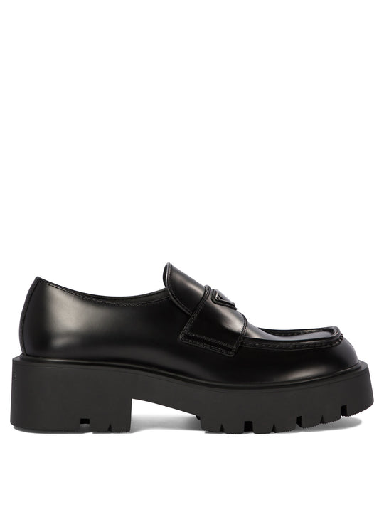 Brushed Leather Loafers Loafers & Slippers Black