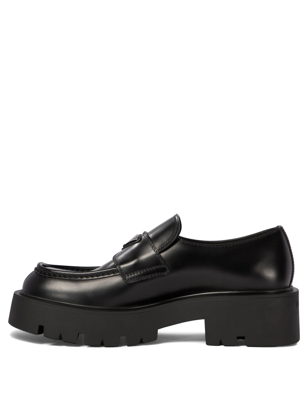 Prada Brushed Leather Loafers Loafers & Slippers - Black | f16e5e3faff0786d28040c369a74f53ff4c2313c