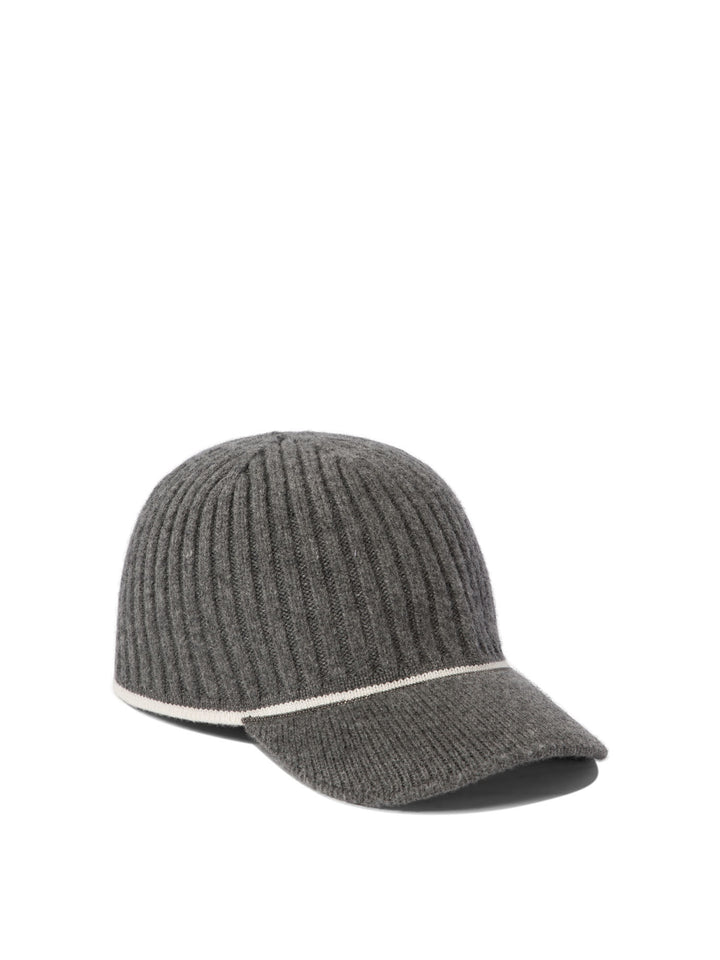 Ribbed Wool Cap Hats Grey