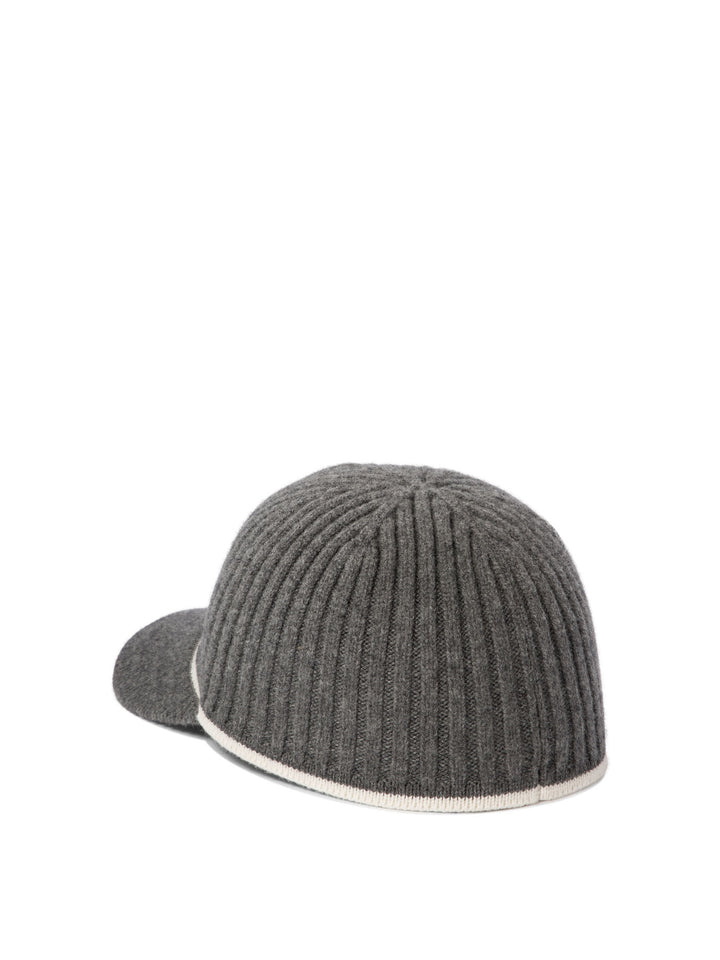 Ribbed Wool Cap Hats Grey