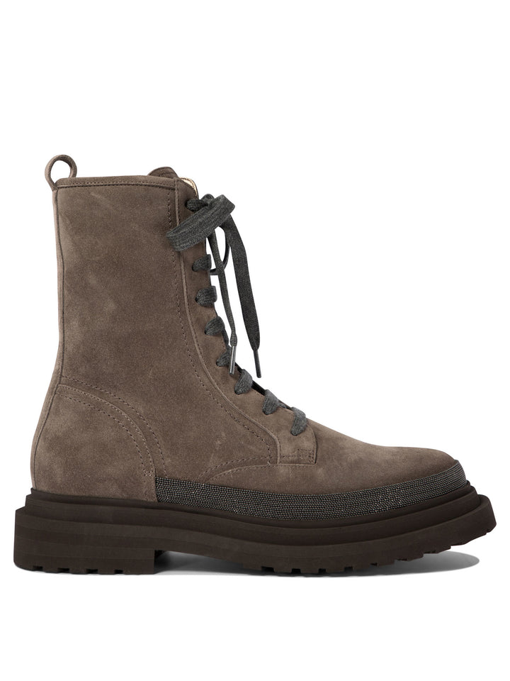 Combat Boots With Precious Contour Stivali & Stivaletti Grey