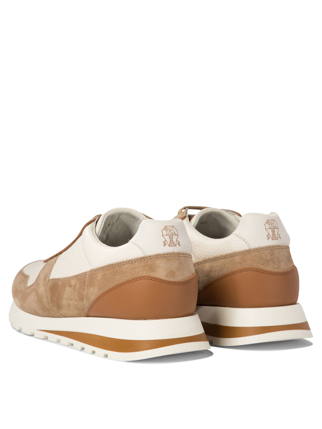 Leather Sneakers With Suede Inserts Sneakers & Slip-On Beige