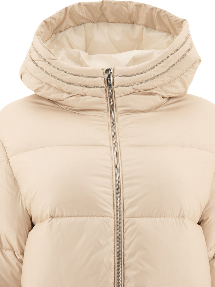 Down Coat With Punto Luce Detail Coats Beige