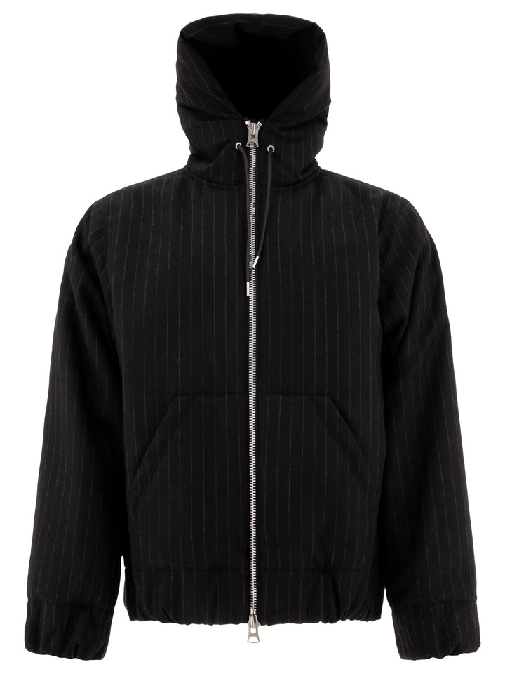 Pinstriped Hooded Jacket Jackets Black