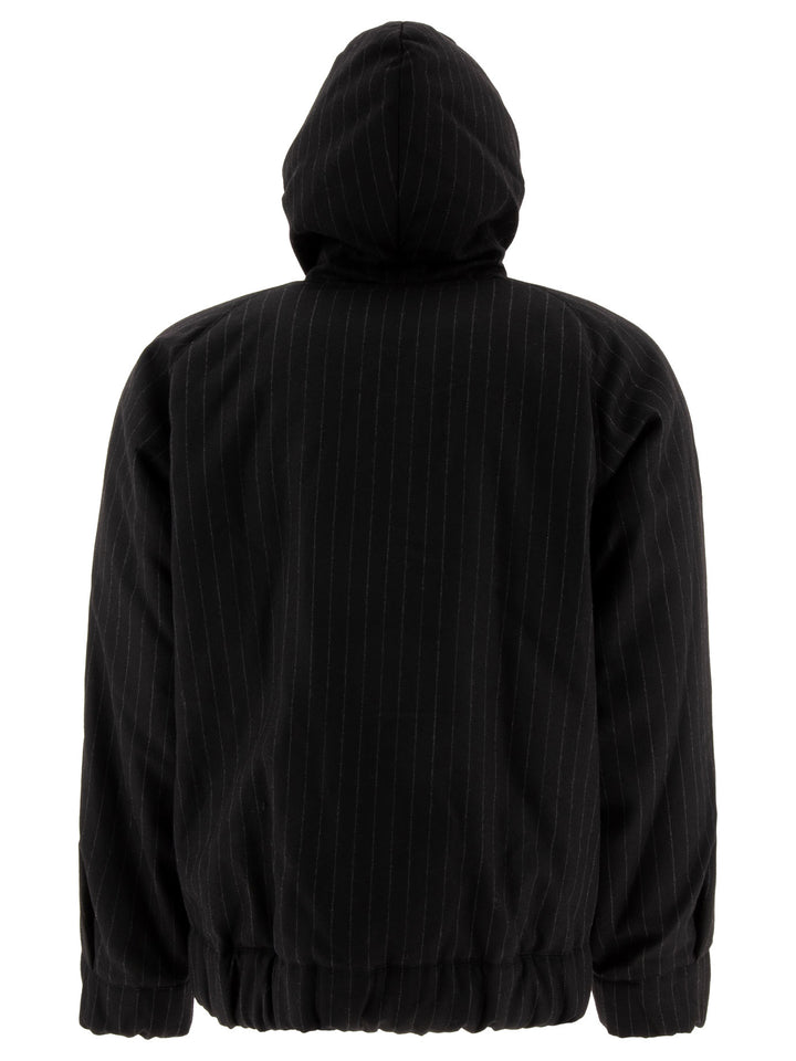 Pinstriped Hooded Jacket Jackets Black