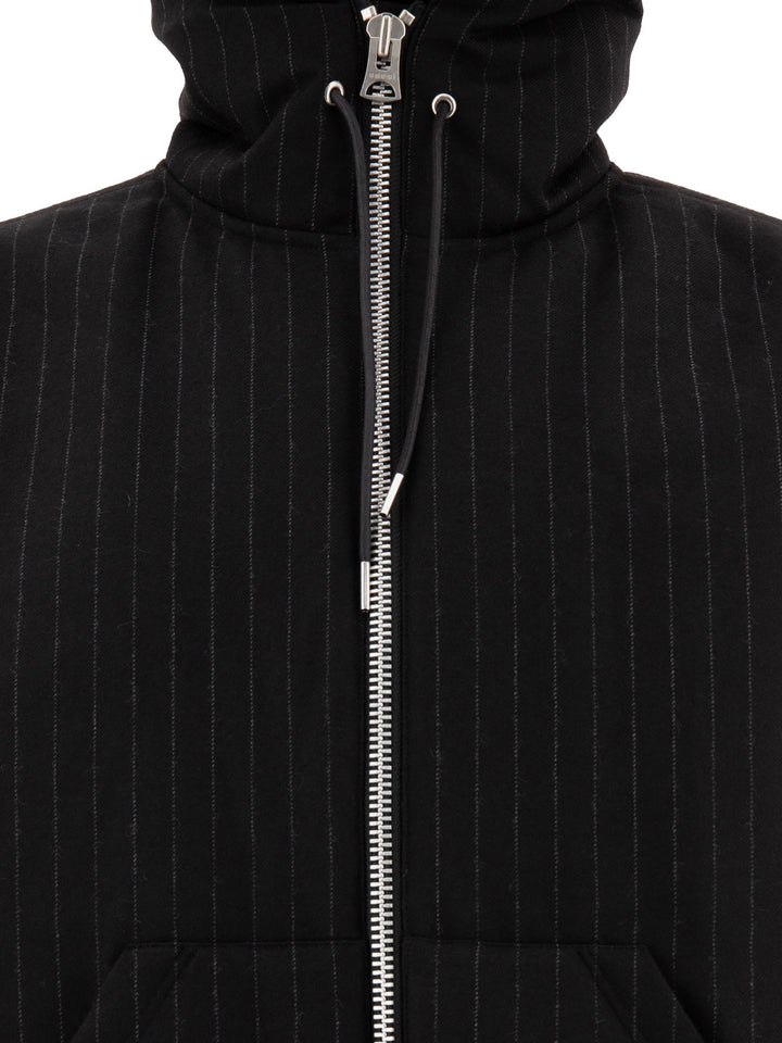 Pinstriped Hooded Jacket Jackets Black