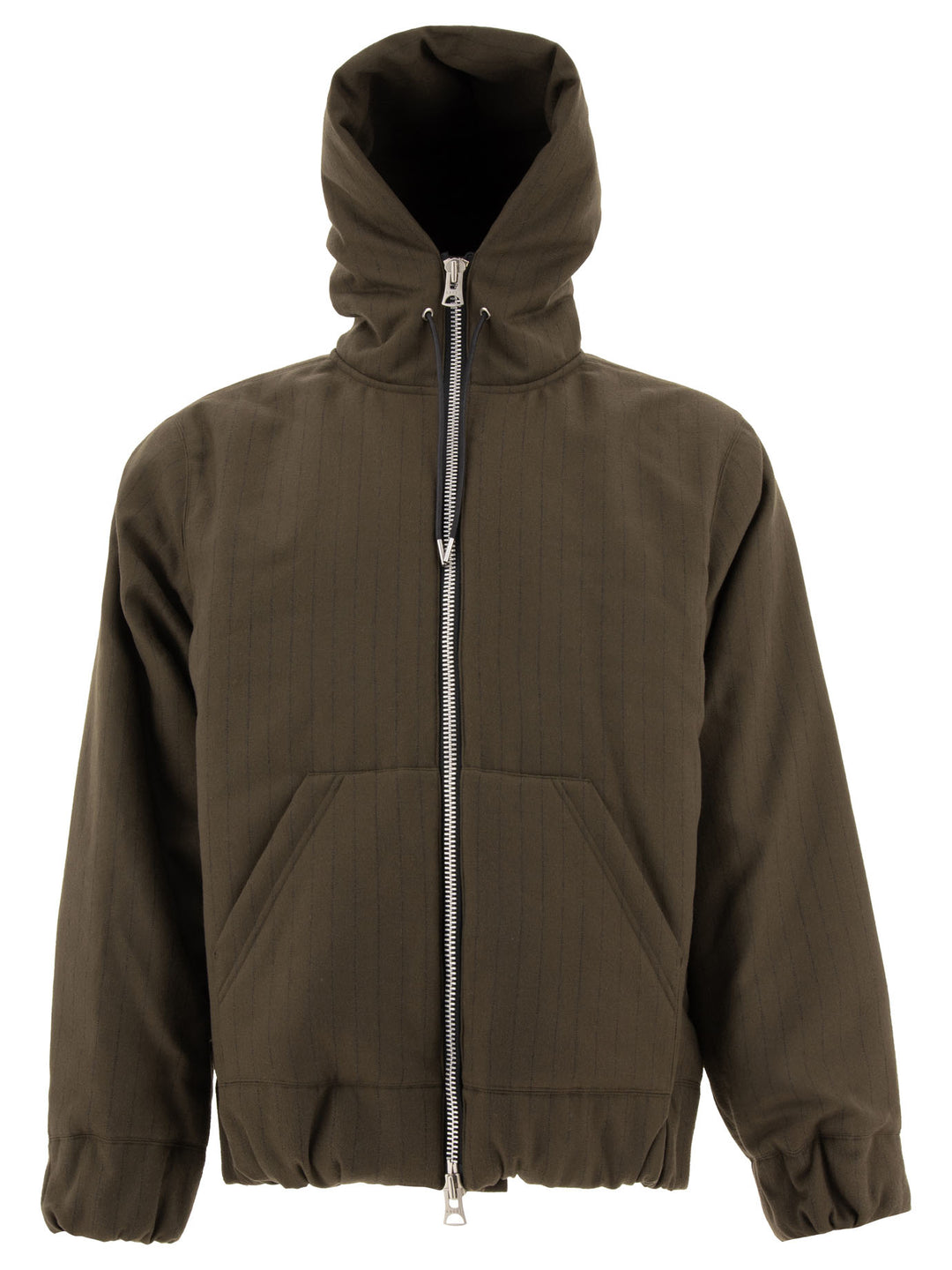 Pinstriped Hooded Jacket Jackets Brown