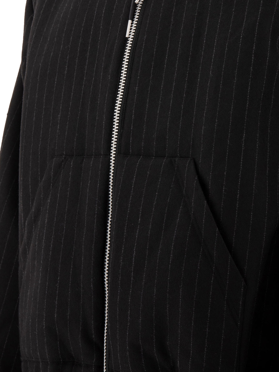 Pinstriped Hooded Jacket Jackets Black