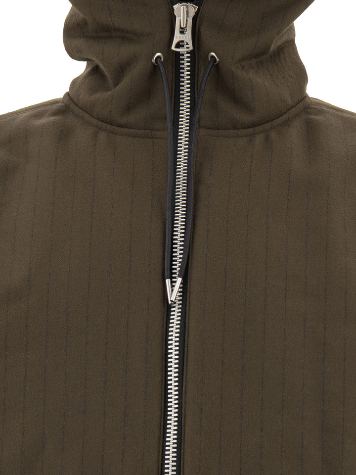 Pinstriped Hooded Jacket Jackets Brown